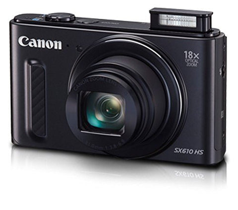 Canon SX610 HS 20.2MP Point and Shoot Digital Camera (Black) with 18x Optical Zoom, 8GB Memory Card and Camera Case